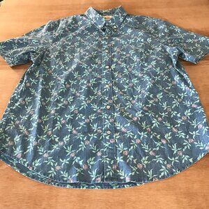 Vintage Reyn Spooner Limited Issue Tailored Shirt Men XL Blue Floral Button Down